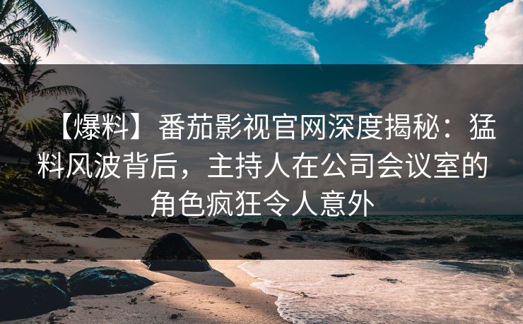 【爆料】番茄影视官网深度揭秘：猛料风波背后，主持人在公司会议室的角色疯狂令人意外