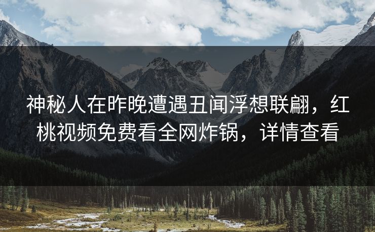 神秘人在昨晚遭遇丑闻浮想联翩，红桃视频免费看全网炸锅，详情查看