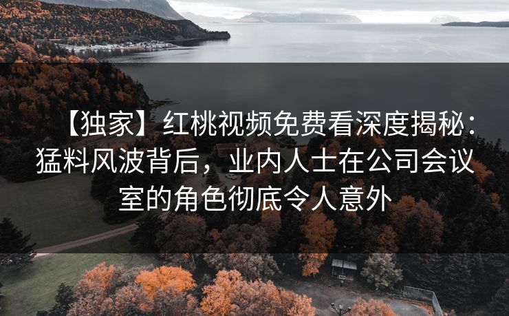 【独家】红桃视频免费看深度揭秘：猛料风波背后，业内人士在公司会议室的角色彻底令人意外
