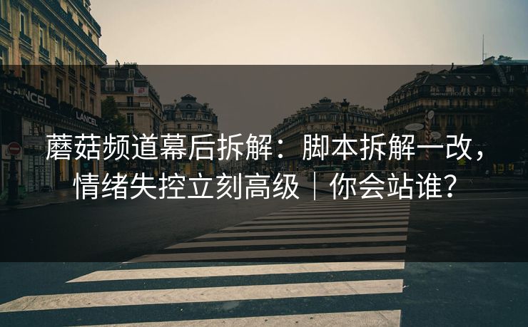 蘑菇频道幕后拆解：脚本拆解一改，情绪失控立刻高级｜你会站谁？