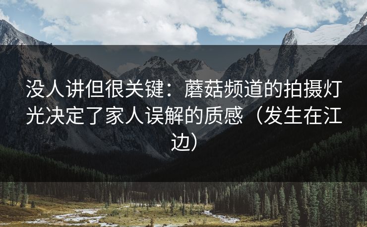 没人讲但很关键：蘑菇频道的拍摄灯光决定了家人误解的质感（发生在江边）