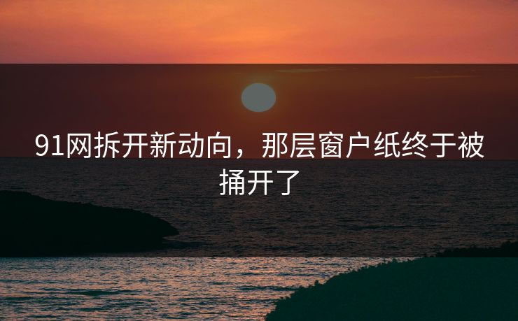 91网拆开新动向，那层窗户纸终于被捅开了